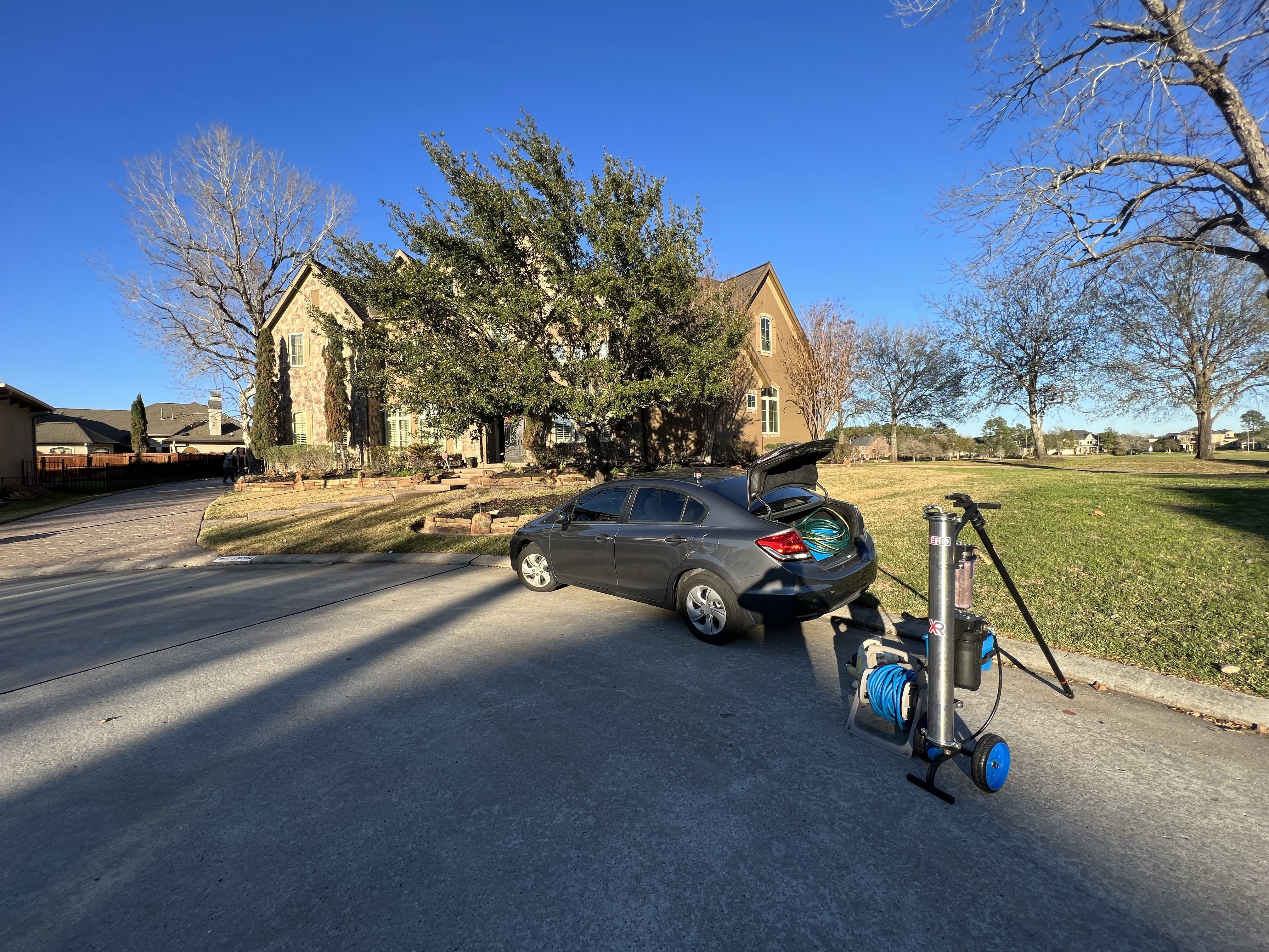 The Honda Civic Window Warriors founder Will started the company out of, packed with cleaning equipment